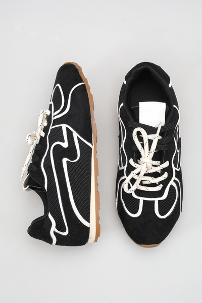 SEEM Flow Çift Bağcıklı Süet Siyah Beyaz Kadın Sneaker