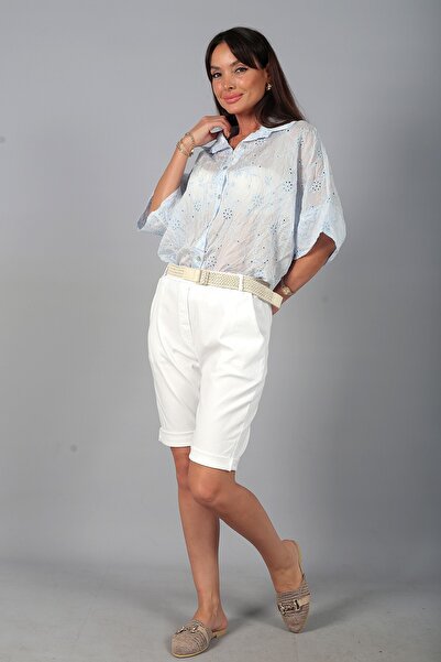 By Saygı Women's Lycra Italian Cotton Shorts with Elastic Waist and Pockets