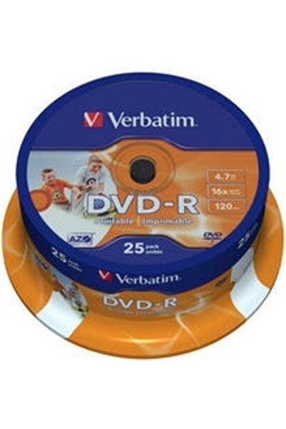 Verbatim DVD-R 4.7GB, 120 minute, viteză 16x, 25 bucăți, Single Layer, spindl...