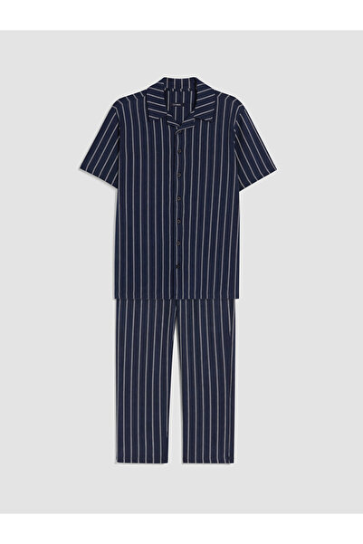 LC Waikiki Rmz Gi̇yi̇m Farkiyla Standard Fit Striped Men's Pajama Set