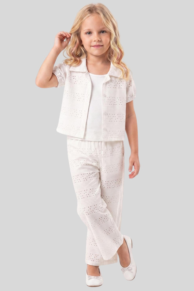 ww waka waka kids store Girl's 3-Piece Pants Set with Lace Embroidered Jacket