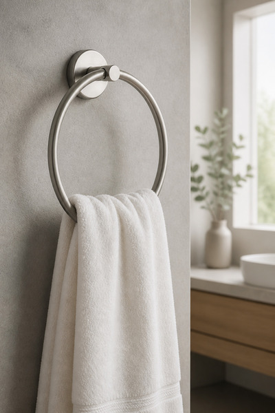 İSAOĞLU YAPI Mat Krom İnox Havluluk Fırçalanış Nikel Banyo Havluluğu Oval Mod...
