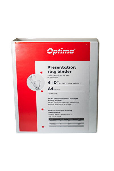 Optima A4 Mechanical Notebook, With Pocket, Pp Laminated, 4 Rings - D50 Mm, S...