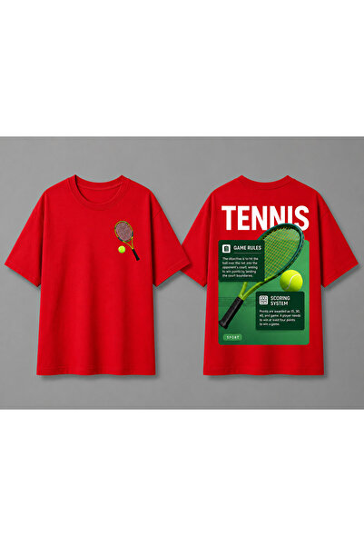 VODEXA Unisex Oversize Tennis Printed T-Shirt 100% Cotton Tennis Themed Comfo...