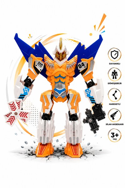 craftivio Dönüşebilen ve Birleşen Robot Figür - Hareketli, Silahlı Erkek Çocu...