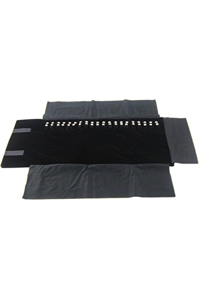 Generic Black Velvet Foldable Jewelry Roll, 16 Hooks Portable Travel Necklace...