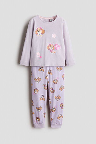 H&M Pamuklu ve Baskılı Pijama Takımı