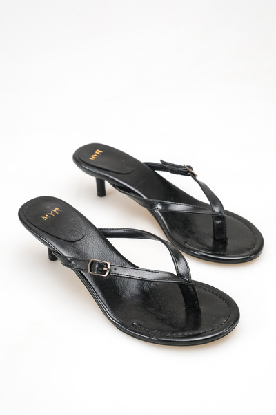 meyra'nın ayakkabıları Women's Flip-Flop Detailed Buckle Heeled Sandals Black...