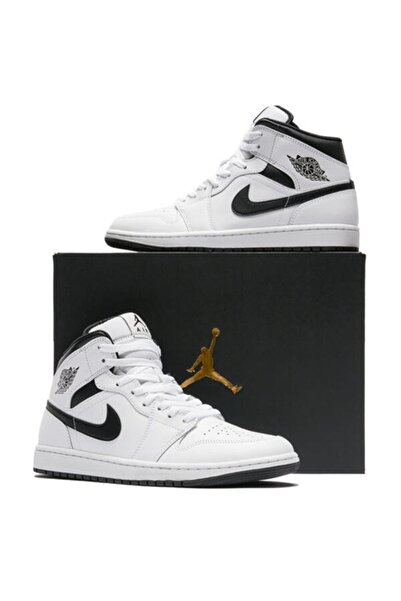 Nike AİR JORDAN 1 MİD 'WHITE BLACK' ERKEK BASKETBOL AYAKKABI-SPORTXSTORE