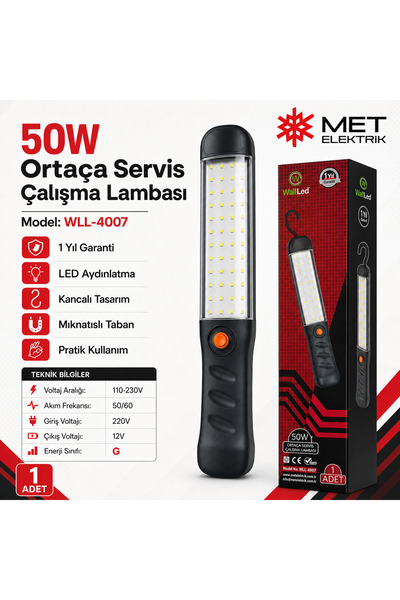 WALLED WallLed WLL-4007 50W LED Ortaça Servis Çalışma Lambası Mıknatıslı ve K...