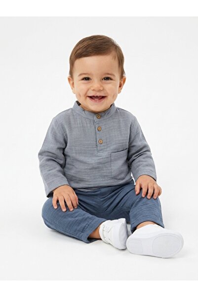 Kids Kingdom Organic Hakim Yaka Muslin Baby Boy Pants and Shirt 2-Piece Set