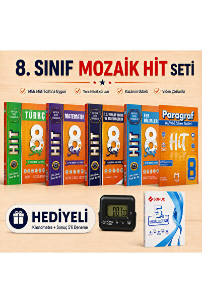 Mozaik Yayınları 8.Sınıf Hit Serisi 5li Set (kronometre ve sonuç5li deneme he...