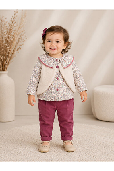 Alvadonna Plush Vest, Velvet Trousers, Floral Patterned Blouse, Three-Piece B...
