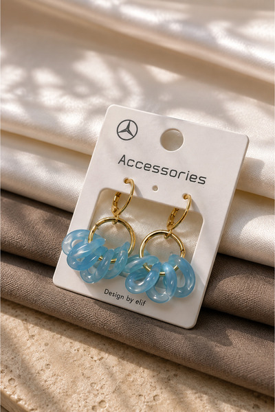 Generic Brand Ice Blue Design Earrings |   Ice Blue Transparent Beaded Women'...