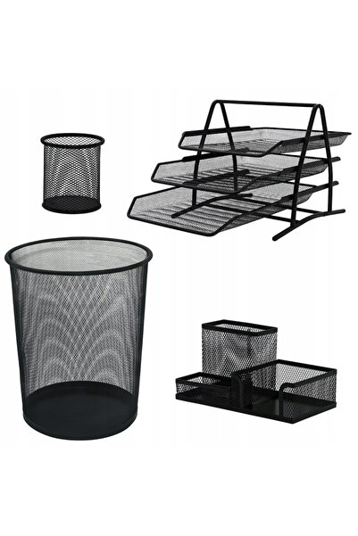 Q-Connect Set de birou metalic negru cu 3 sertare
