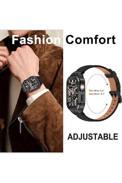 NO BRAND Husă SUPLINK cu brățară din piele pentru Apple Watch 38/40/41 mm