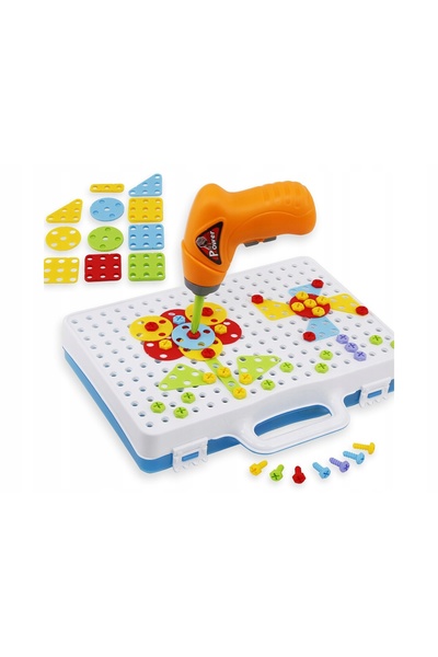 Ikonka Set de blocuri de construcție creative, puzzle, șurubelniță, 151 piese...