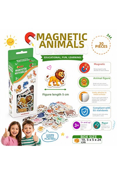 Shoplandu Magnetic Animals Set Magnet Magnetic Animal Figures Original 30 Pieces