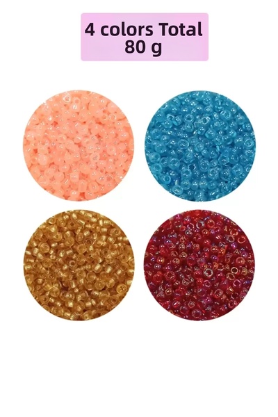 Mestore Bulk glass sand beads (11/0) 2 mm - 4 colors - total 80 grams - bnc405