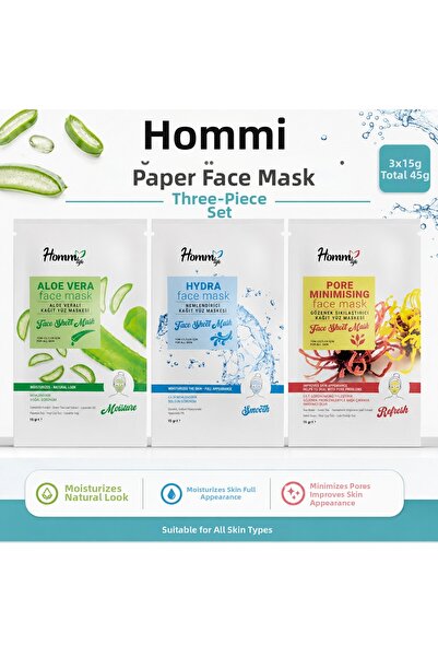 hommbitkisel مجموعة أقنعة الوجه الورقية مكونة من 3 قطع
