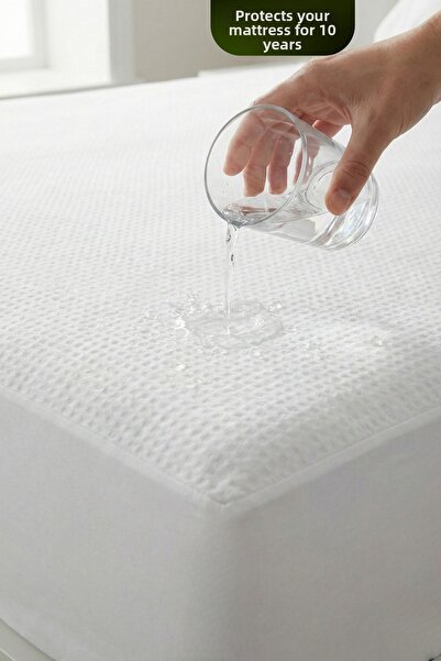 Alez Fabrikası Premium 3D Bamboo Design Liquid-Proof Fitted Mattress Protecto...