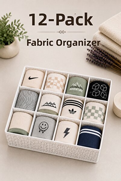 ZURİ DESİGN 12-Piece Cloth Organizer Drawer Organizer Fabric Storage Box 23 c...