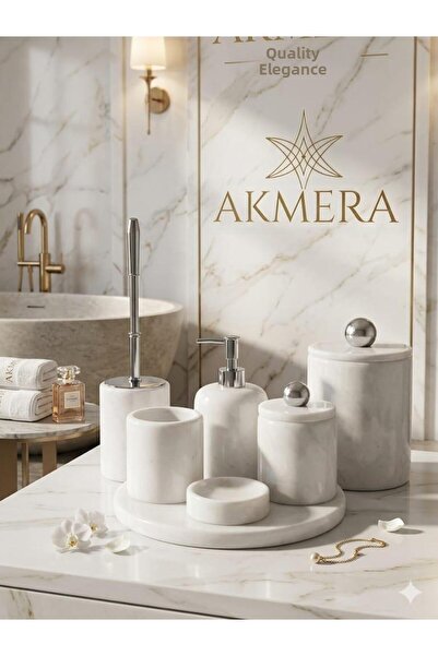 Akmera Home طقم حمام رخامي فاخر للغاية مكون من 7 قطع