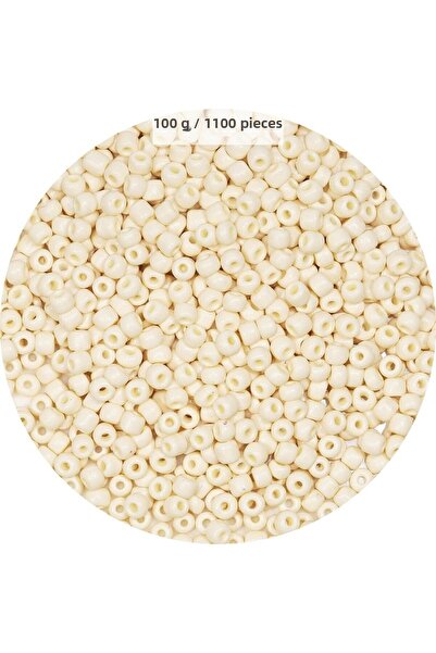 Generic Brand اللون الأبيض 4 مم 1100 قطعة / 100 جرام من الخرز الزجاجي بإبرة ك...