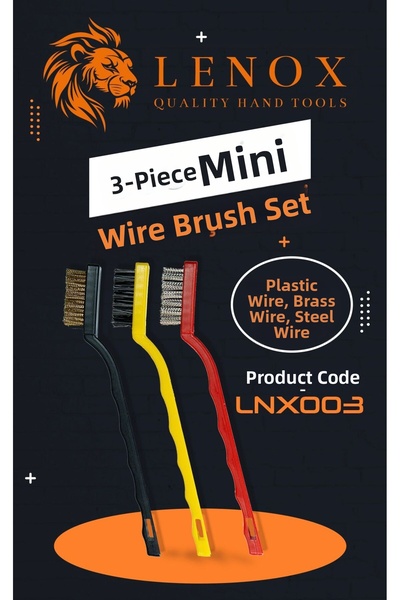 Lenox Tools 3-Piece Mini Wire Brush Set Brass Wire Steel Wire Plastic Wire De...