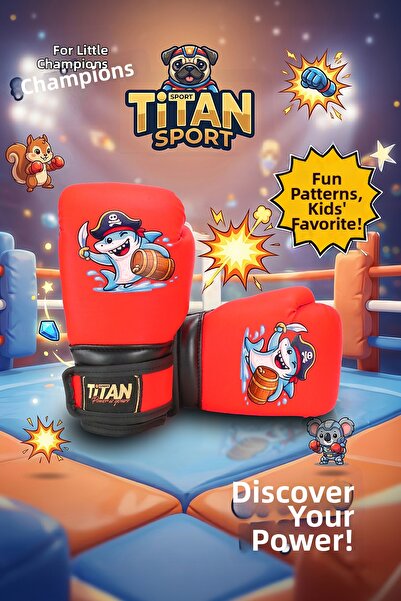 Titan Sport Children's Boxing Gloves Neon Orange Shark Model
