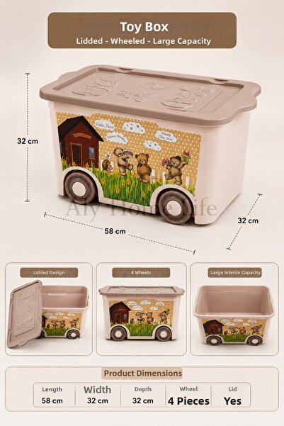 ALY DURU Modern Patterned Wheeled Toy Box