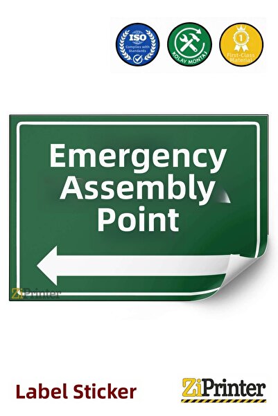ZiPrinter Emergency Assembly Point Isg Warning Sign Sticker 35X50 cm