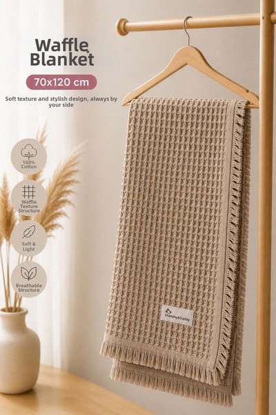 dinamik çocuk Waffle Baby Blanket 70Cmx120Cm with Tassels 100% Cotton Breatha...