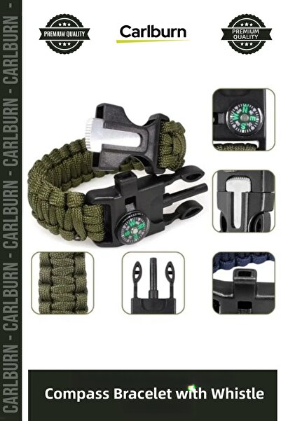 Carlburn # Bileklik Outdoor Camping Survival Paracord Tactical Equipment Natu...