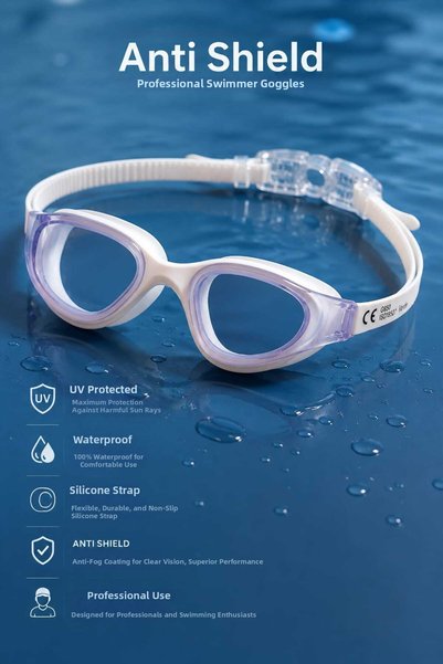 Fidan oyuncak Professional Swimming Goggles - Anti-Fog Antifog Uv Protection Leak-Proof Silicone Strap Pool Sea Goggles
