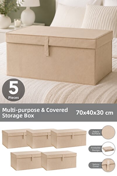 Meleni Home Set of 5 Mega Plus Storage Boxes - Multi-Purpose Organizer Storag...