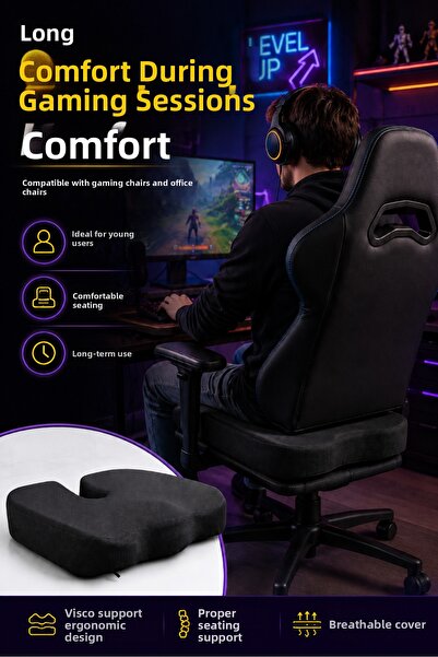 EpiRelax Visco Sitting Cushion Gaming Comfort Pad for Long Time Sitting in Fr...