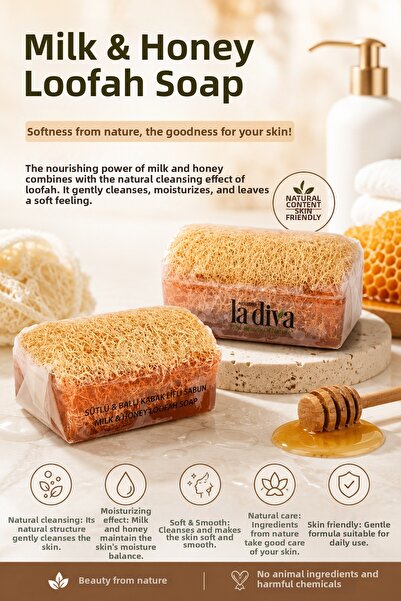 La Diva Milk & Honey Pumpkin Fiber Soap 130g / 2 Pieces