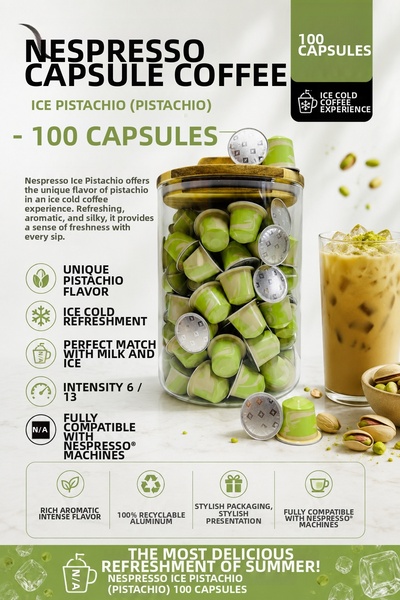 Nespresso كبسولات قهوة بالفستق (فستق حلبي) 100 كبسولة + علبة هدية