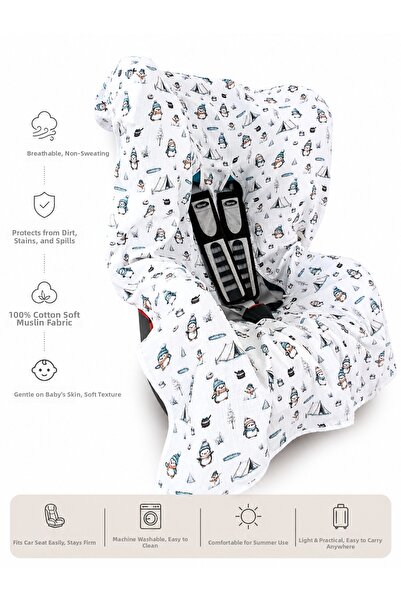 RUKİYE YAVUZ Pamuk Pazen Child Car Seat Cover with Snap Fasteners 100% Natura...