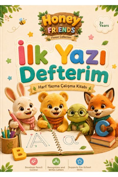 UAStudio Papelia Honey & Friends My First Writing Notebook Letter Writing Workbook – English Alphabet Ages 3+
