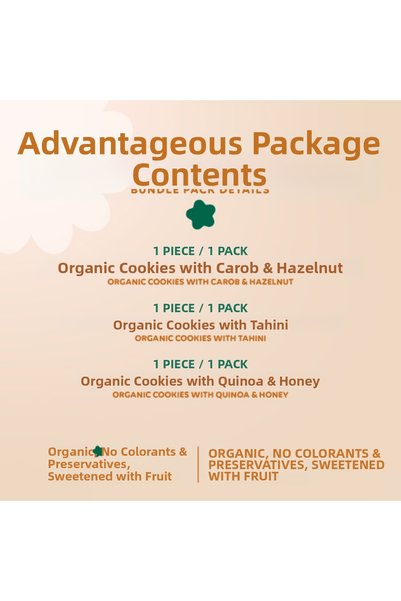 Humm Organic Organic Vegan Carob Tahini Honey Quinoa Cookies Snack Pack - 3 Pieces (3 Varieties)