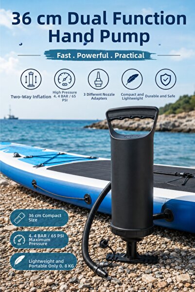 craftivio 36 cm Dual-Action Hand Pump - Inflatable Mattress, Pool, Boat, and ...