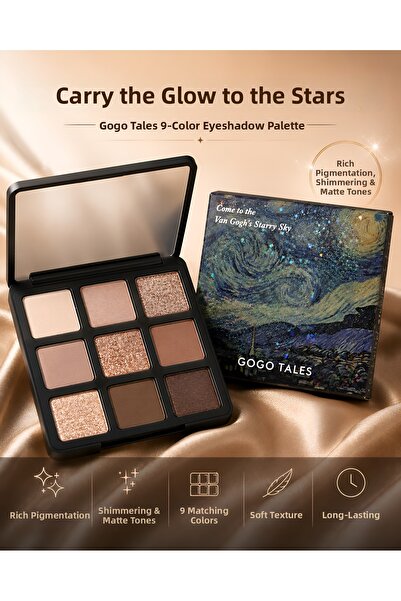Kozmetik Gogo Tales 9-Piece Eyeshadow Palette |   Shimmering & Matte Nude Shades