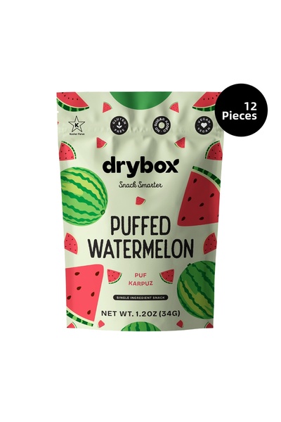 DRYBOX Puf Watermelon Bites 34g 12-Pack – No Added Sugar, 100% Natural, Light...