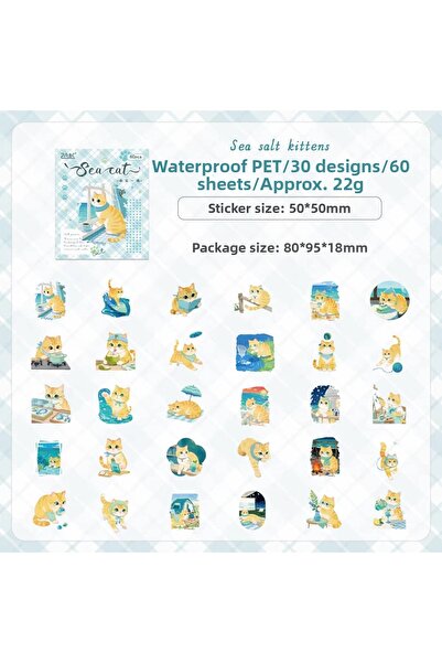 İthal E1-60 Pieces of Sweet Cat Pet Stickers