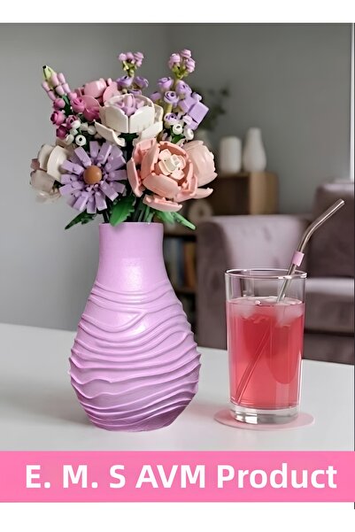 E.M.S AVM Vase Wavy Drop Vase Decorative Vase Pastel Pink Color 12 cm X 9 cm ...