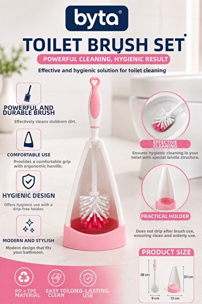 BYTA Toilet Brush Set Hygienic Toilet Cleaning Brush Wc Brush with Ergonomic ...