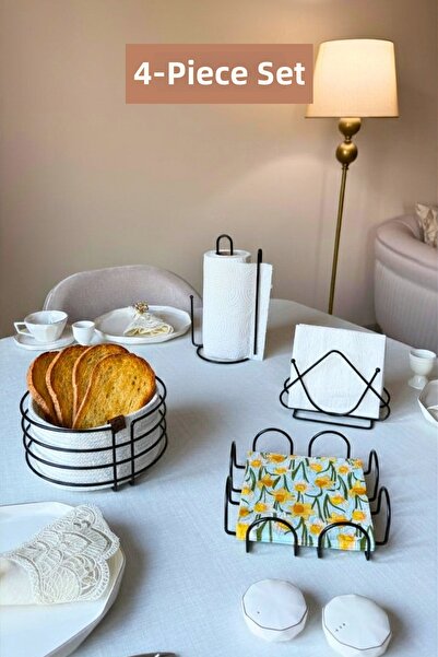 Edora Home Set of 4 Black Square Napkin Holders, Upright Paper Towel Holder w...