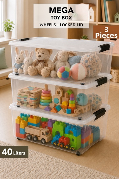 Meleni Baby 3-Piece Lockable Lid Storage Box - Baby Room Organizer Children's...